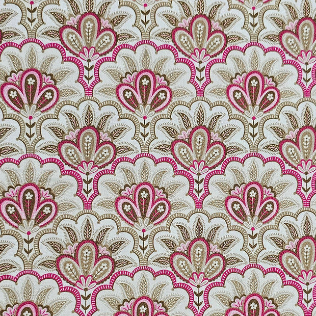 Baumwollsatin Siena Floral rosa und beige