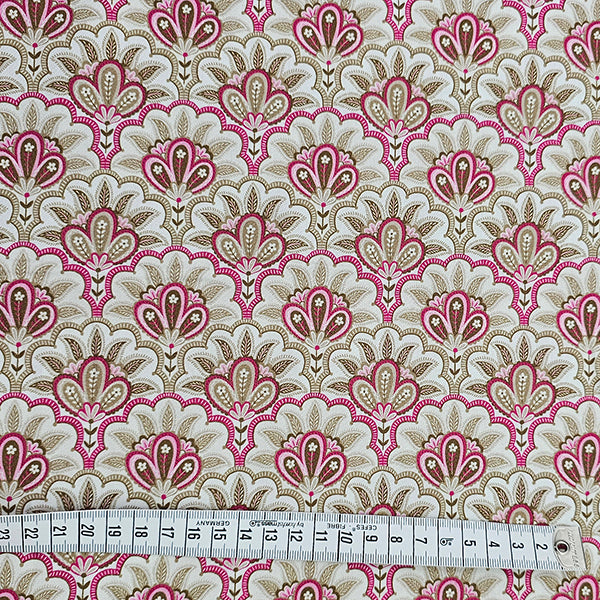 Baumwollsatin Siena Floral rosa und beige