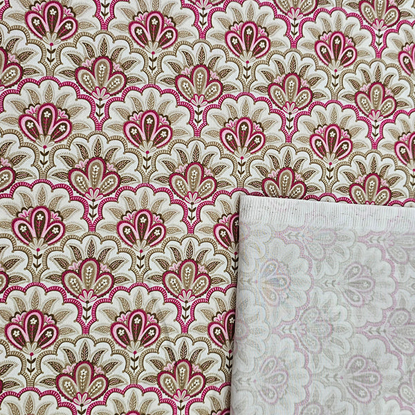 Baumwollsatin Siena Floral rosa und beige