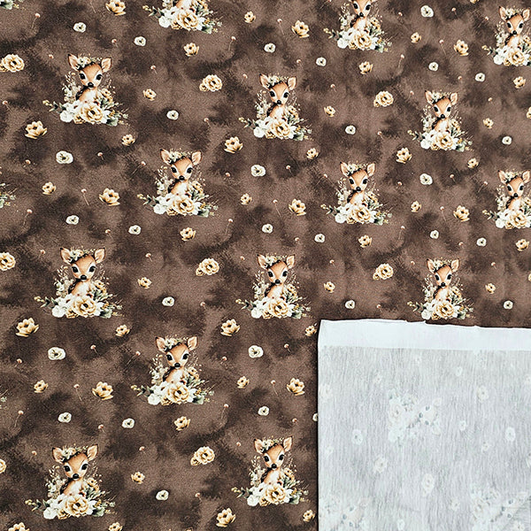 Jersey Reh mit Blumen braun