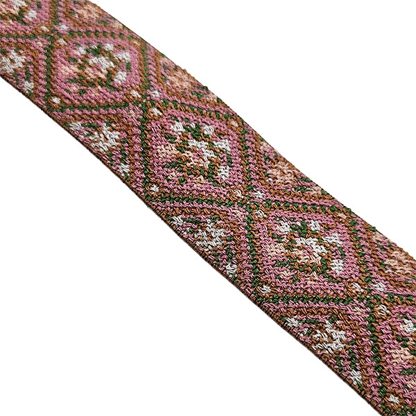 Elastic Band Jacquard rosa, grün und terra 4cm