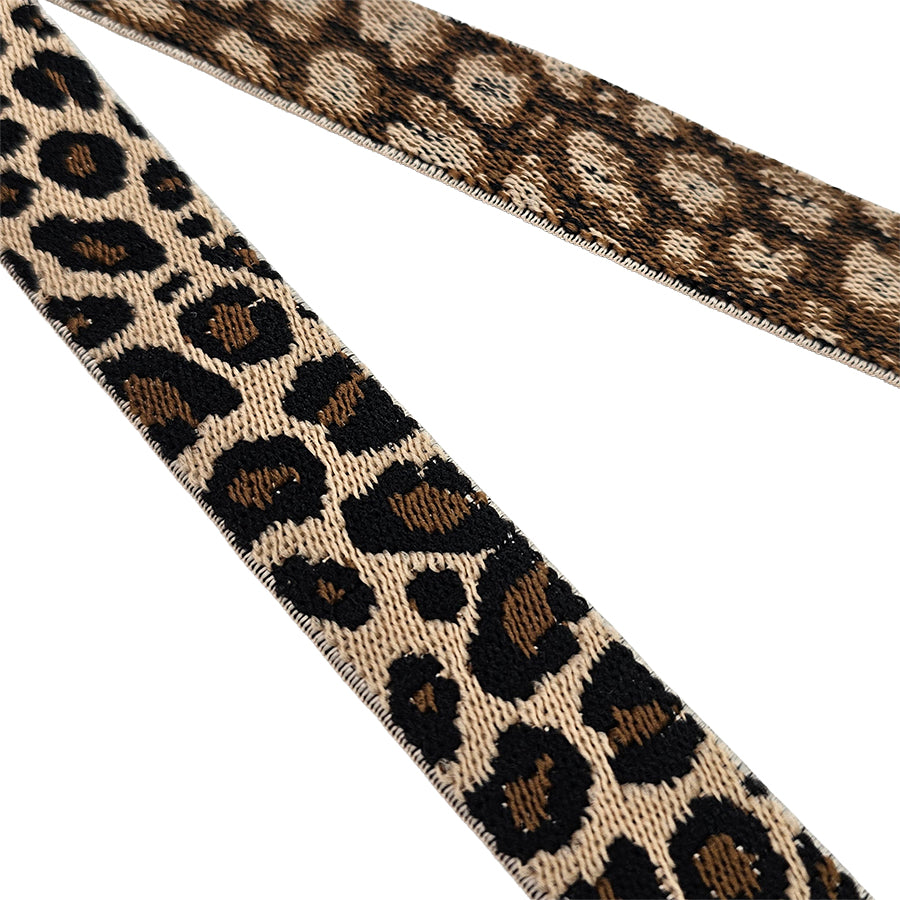 Elastic Band Jacquard Leopard beige 2,5cm