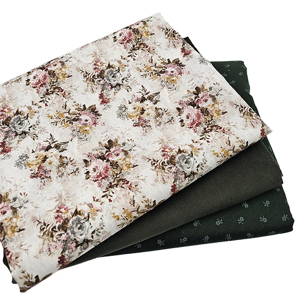 Trachten Stoffpaket mit Babycord in grün und Blumen Schürze