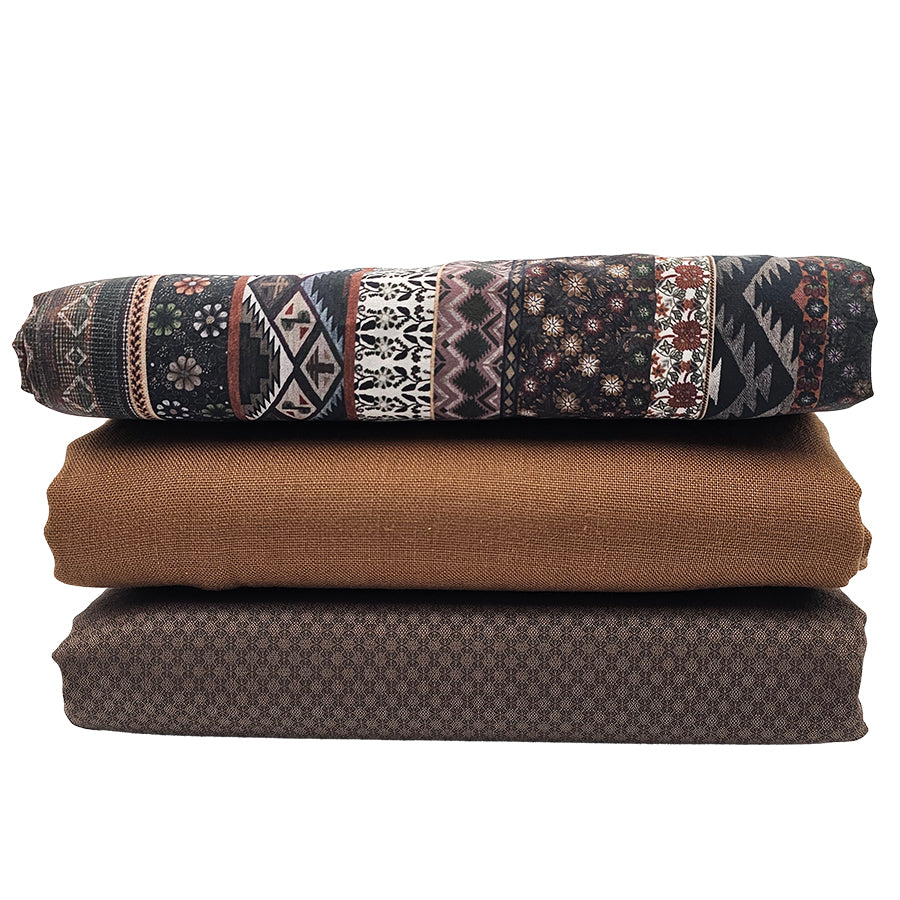 Trachten Stoffpaket braun und Jacquard mit Streifen Schürze
