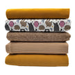 Stoffbox Jersey Tiere und Waffeljersey mit Bündchen senf