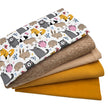 Stoffbox Jersey Tiere und Waffeljersey mit Bündchen senf