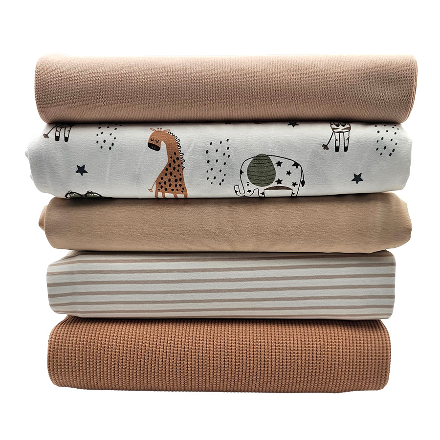 Stoffbox Jersey Wildtiere und Waffeljersey mit Bündchen