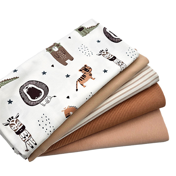 Stoffbox Jersey Wildtiere und Waffeljersey mit Bündchen