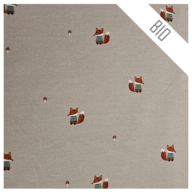 French Terry Digital Füchse Bio