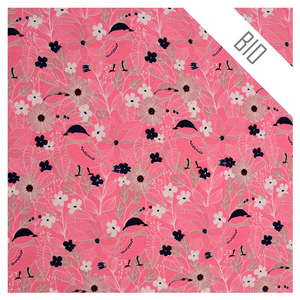 Jersey Blumen/Vögel rosa Bio