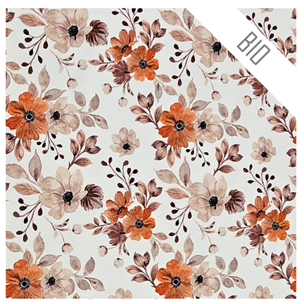 French Terry Blumen wollweiß Bio