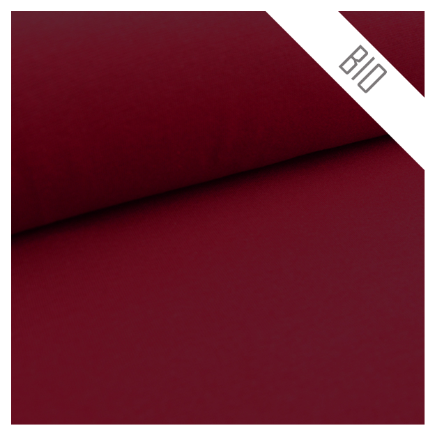 Jersey Stoffpaket Blumen und uni weinrot mit Bündchen