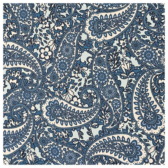 Baumwollsatin Paisley in blau