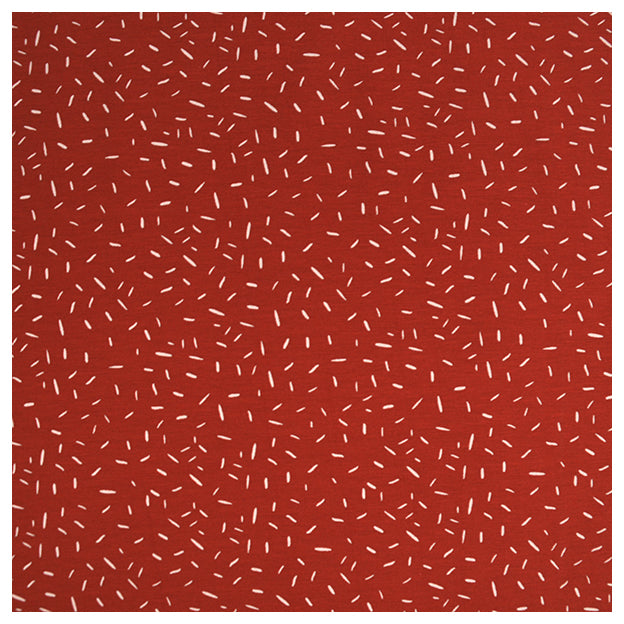 Jersey Stoffpaket kleine Blümchen und Confetti rost mit Bündchen