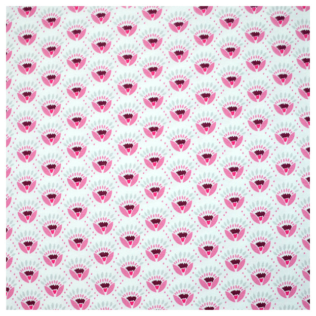 Stoffbox Jersey  Blumenmuster und Waffeljersey mit Bündchen fuchsia