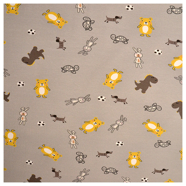 Stoffpaket Jersey Tiere grau und streifen hellgrau mit Bündchen