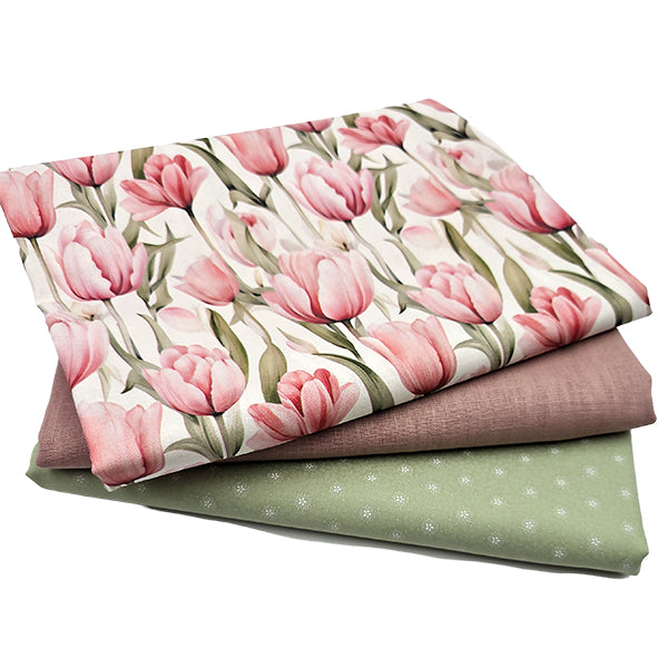 Trachten Stoffpaket rosa und mintgrün mit Tulpen Schürze
