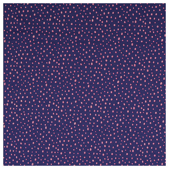 Jersey Punkte dunkelblau/ rosa Glitter