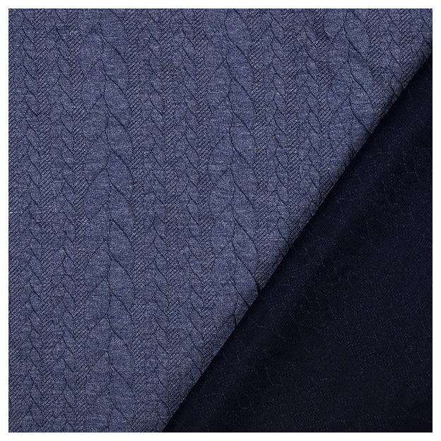 Zopf Jacquard/ Jersey jeansblau