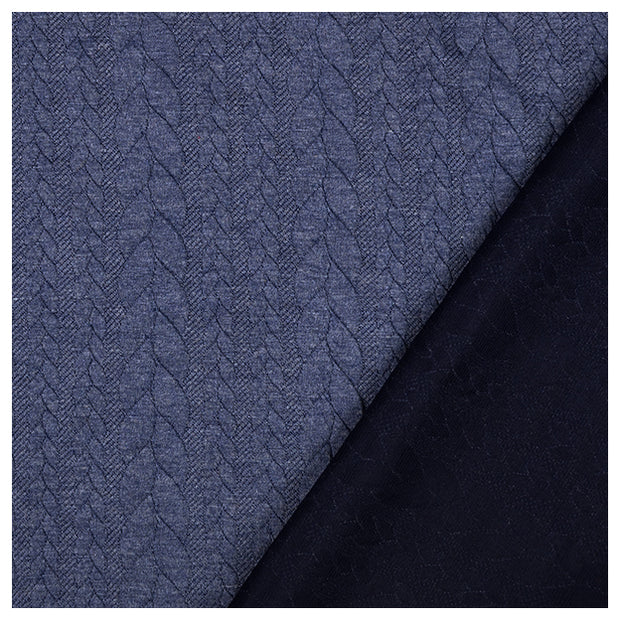 Zopf Jacquard/ Jersey jeansblau