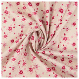 Baumwoll-Popelin Blumen bordeaux/rosa