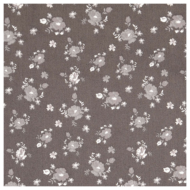 Baumwoll-Popelin Blumen grau/weiß