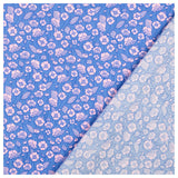 Baumwoll-Popelin Blumen blau/rosa