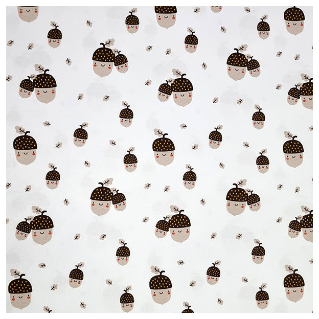 French Terry Eicheln und Blätter