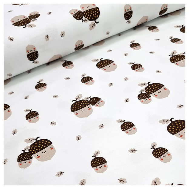 French Terry Eicheln und Blätter