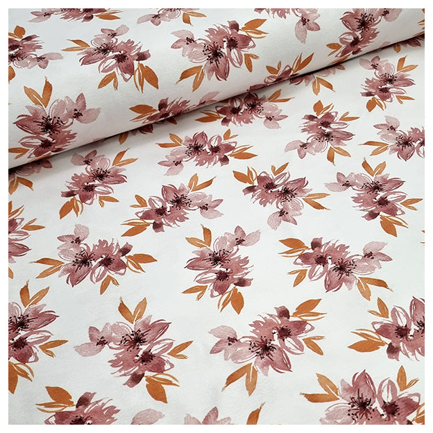 Jersey Digital Blumen rosa und weiß
