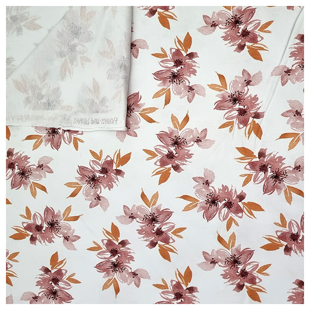 Jersey Digital Blumen rosa und weiß