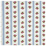 Baumwolle gestreift mit Rosen blau und rosa