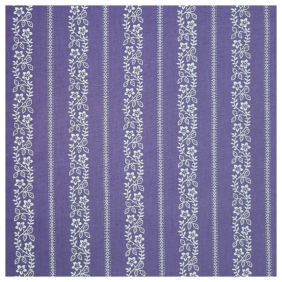 Baumwolle gestreift mit Blumenmotiv violett