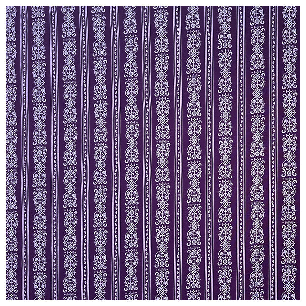 Baumwolle gestreift mit Blumen aubergine