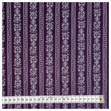 Baumwolle gestreift mit Blumen aubergine