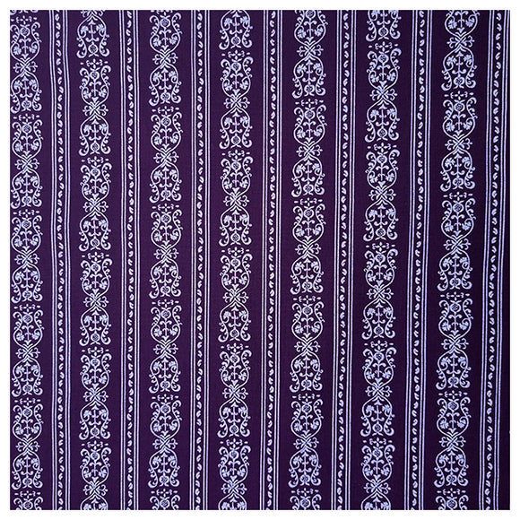 Baumwolle gestreift mit Blumen aubergine