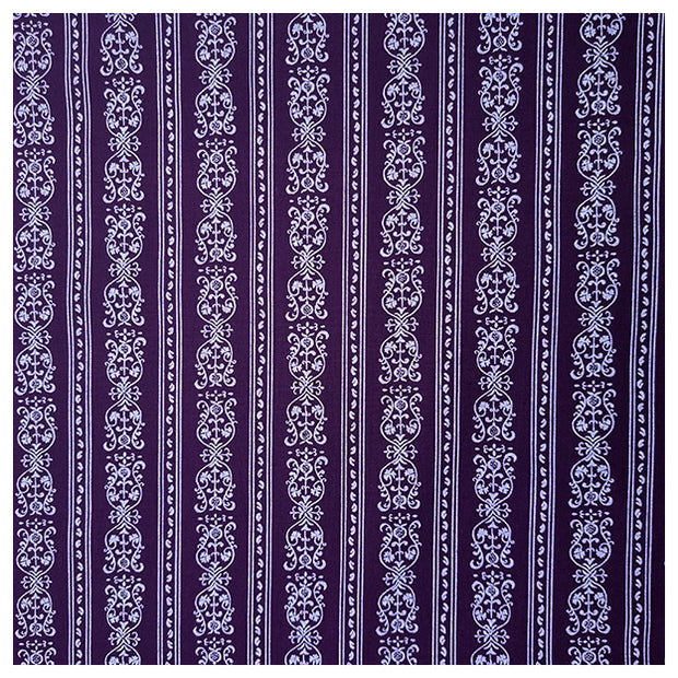 Baumwolle gestreift mit Blumen aubergine
