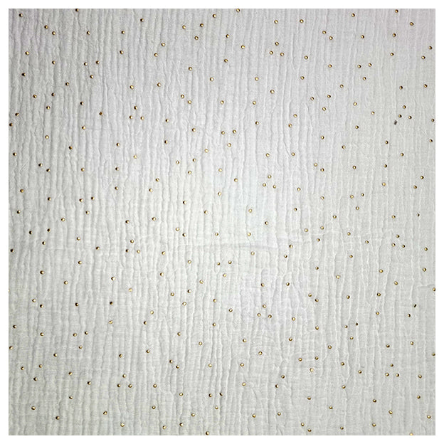 Musselin weiß mit Tupfen in gold