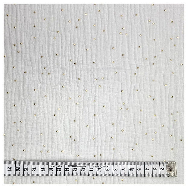 Musselin weiß mit Tupfen in gold