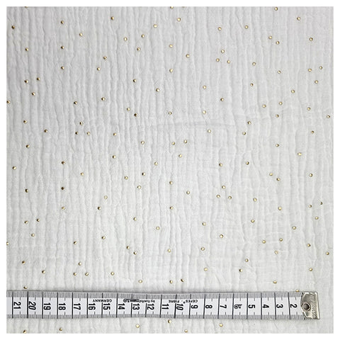 Musselin weiß mit Tupfen in gold