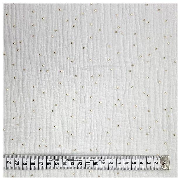 Musselin weiß mit Tupfen in gold