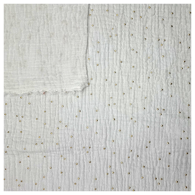 Musselin weiß mit Tupfen in gold