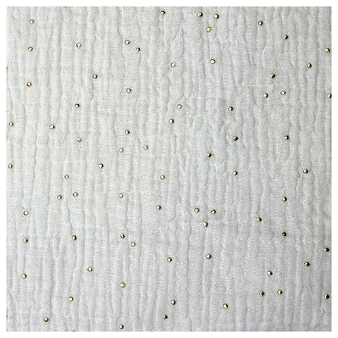 Musselin weiß mit Tupfen in gold