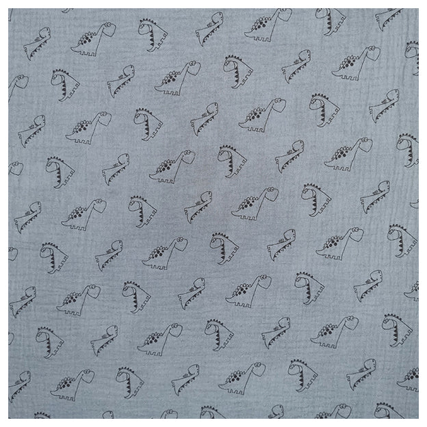 Musselin Baumwolle Dinosaurier blau