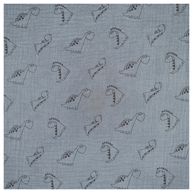 Musselin Baumwolle Dinosaurier blau