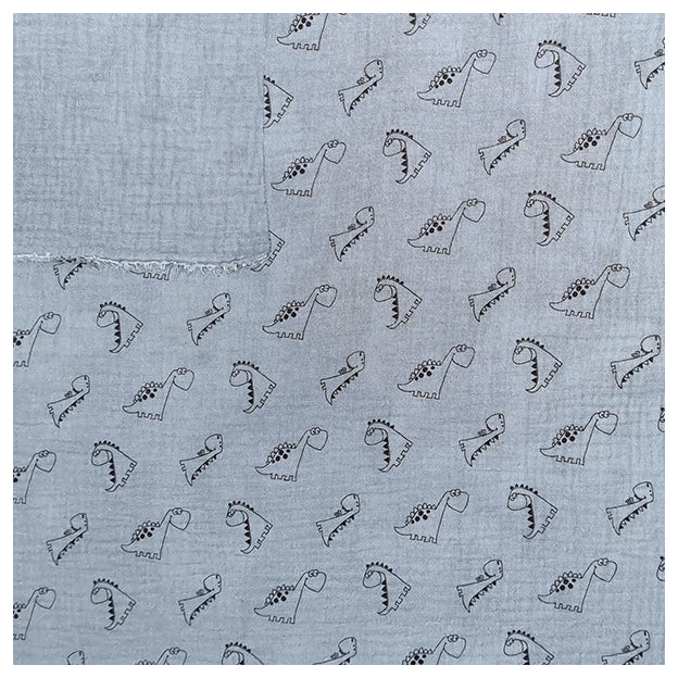 Musselin Baumwolle Dinosaurier blau