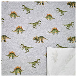 French Terry Dinosaurier grau
