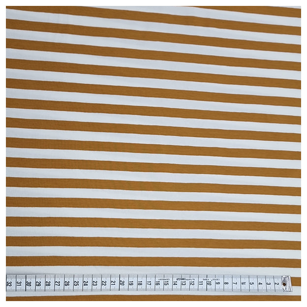 Jersey Streifen ocker und weiß 10mm