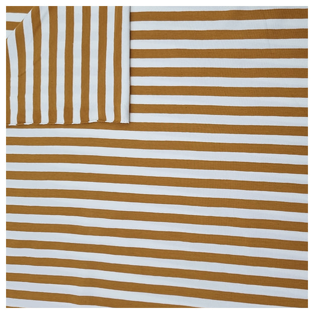 Jersey Streifen ocker und weiß 10mm