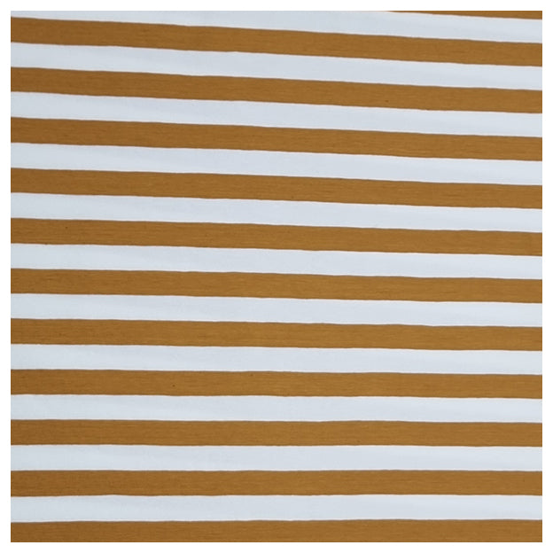 Jersey Streifen ocker und weiß 10mm